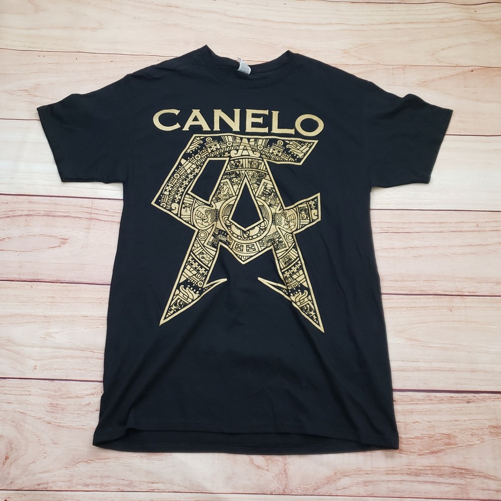 Canelo Alvarez No Boxing No Life Graphic T-Shirt Mens Medium Black Gold Aztec CA